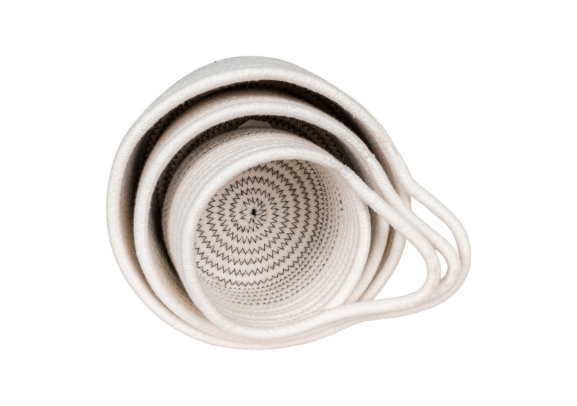 Baskets ALGAR - Ensemble de 3 paniers ronds en coton blanc/gris - 4401533 - House Nordic Baskets ALGAR - Ensemble de 3 paniers ronds en coton blanc/gris - 4401533 - House Nordic
