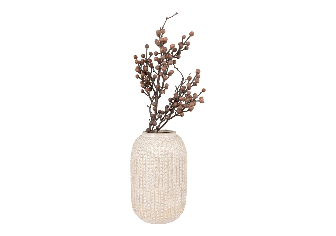 Vase en céramique - Beige avec motif, rond, dimensions 16x25,5 cm - 4441751 - House Nordic