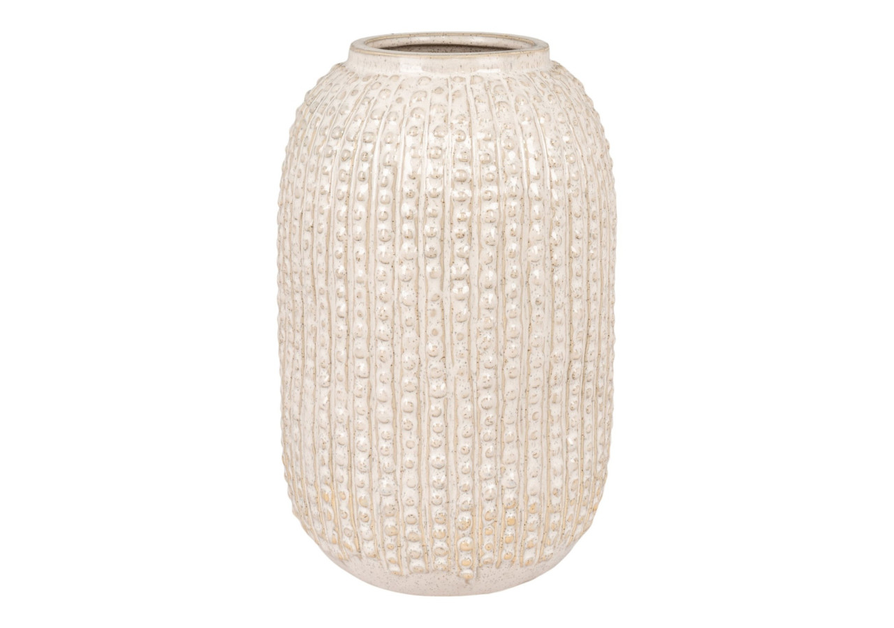 Vase en céramique - Beige avec motif, rond, dimensions 16x25,5 cm - 4441751 - House Nordic