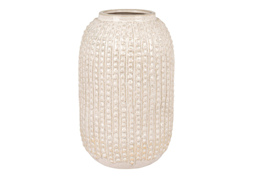 Vase en céramique - Beige avec motif, rond, dimensions 16x25,5 cm - 4441751 - House Nordic