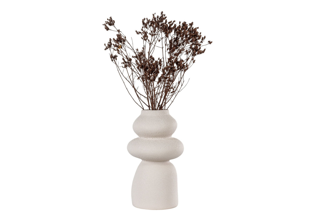 Vase en céramique - Beige, rond, dimensions 14,5x26,5 cm - 4441755 - House Nordic