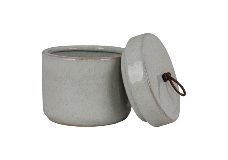 Jar en céramique - Avec couvercle, gris, rond, dimensions 10,5x10 cm - 4441758 - House Nordic