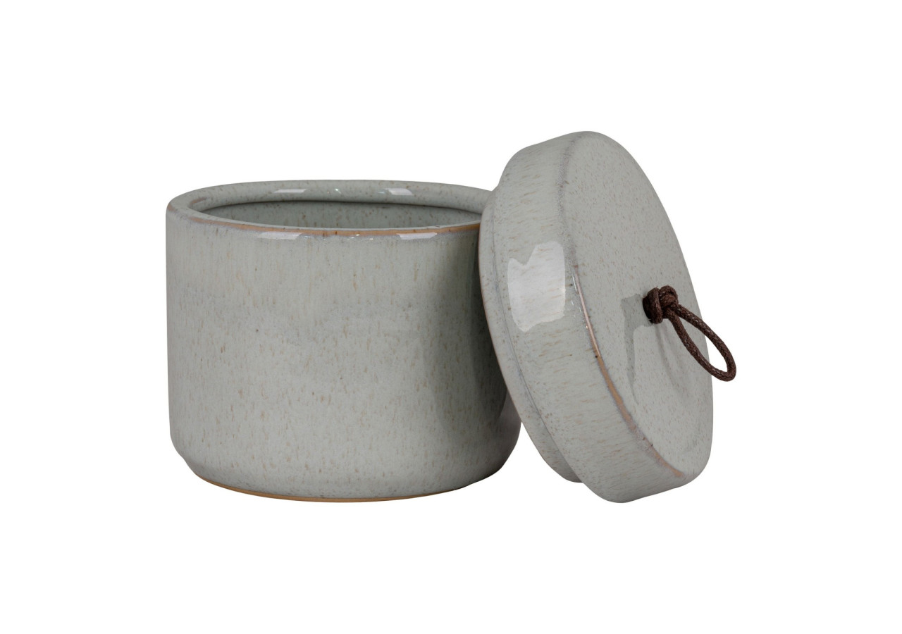 Jar en céramique - Avec couvercle, gris, rond, dimensions 10,5x10 cm - 4441758 - House Nordic