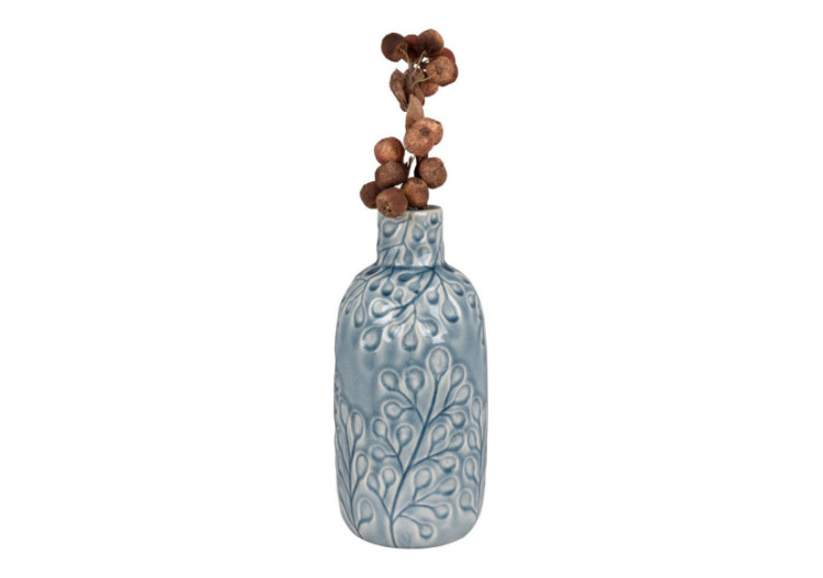 Vase en céramique - Bleu avec motif, rond, dimensions 12x26 cm - 4441759 - House Nordic 2
