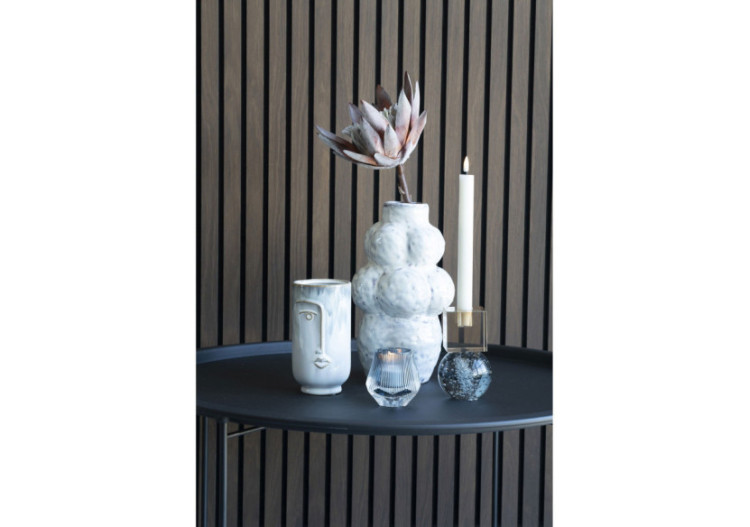 Vase en céramique - 2 tons de bleu, avec visage, rond, dimensions 9,5x17 cm - 4441760 - House Nordic 2