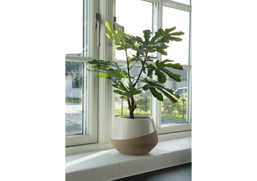 Pot de fleurs en céramique - Beige et marron, rond, dimensions 20,5x15 cm - 4451206 - House Nordic