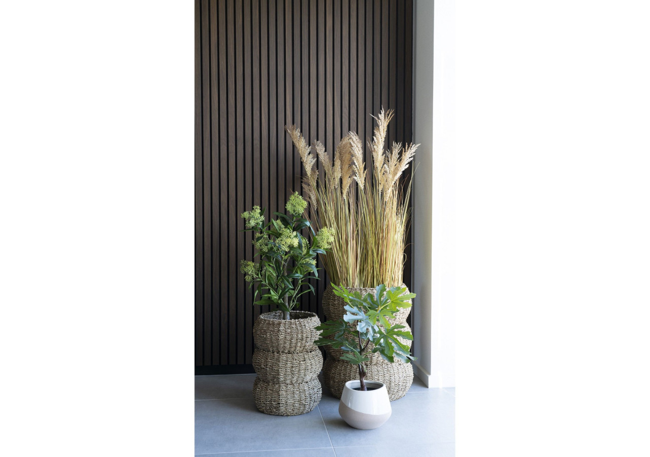 Pot de fleurs en céramique - Beige et marron, rond, dimensions 20,5x15 cm - 4451206 - House Nordic