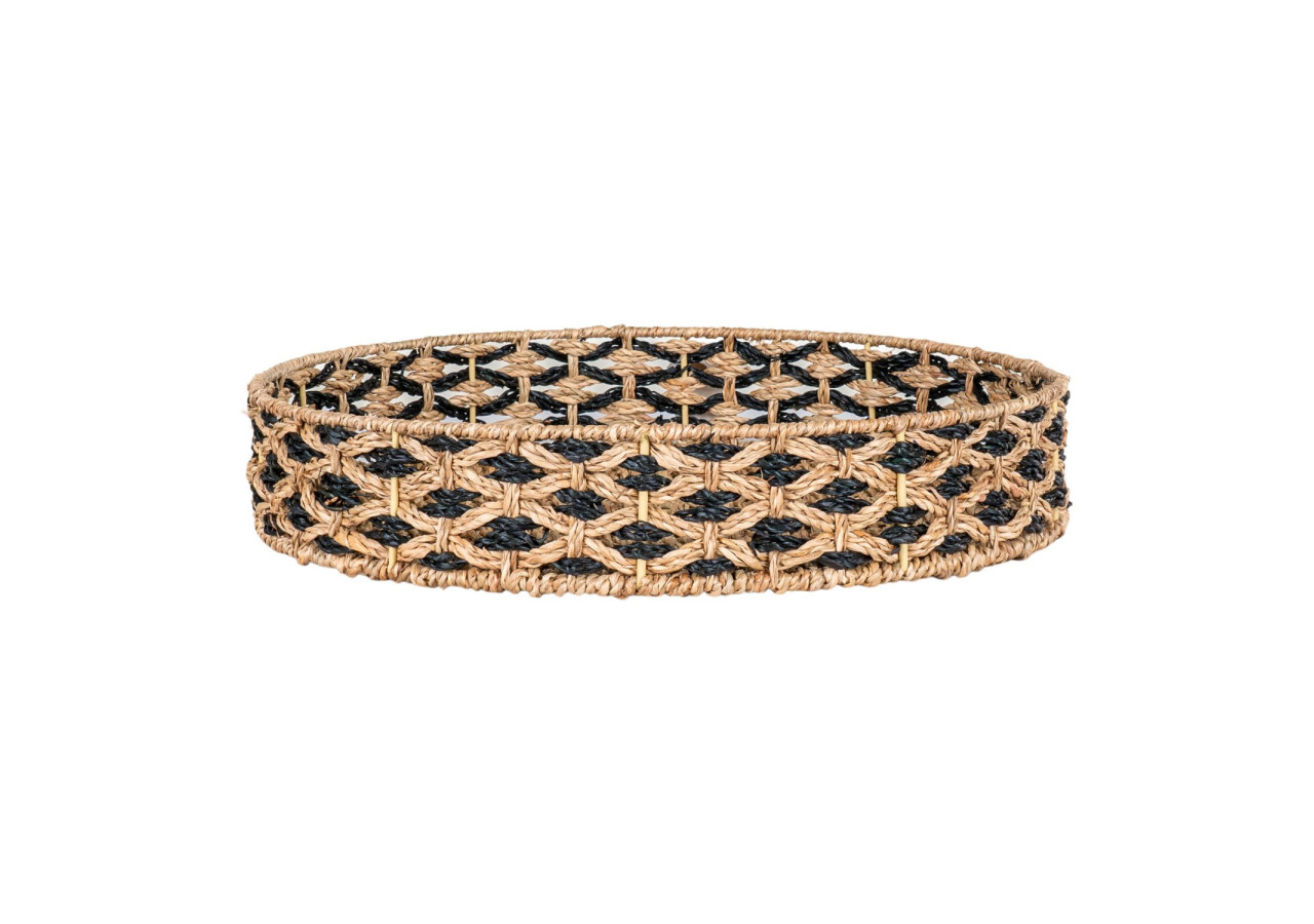 Plateau NERJA - En herbe de mer, noir/nature, rond, dimensions 38 cm - 4601035 - House Nordic