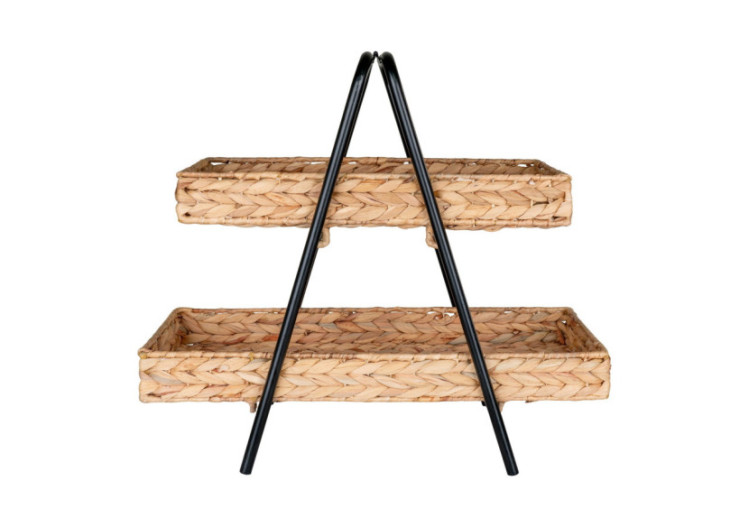 Plateau ALFARO - En jonc d'eau et métal, 42x23x43,5 cm - 4601036 - House Nordic