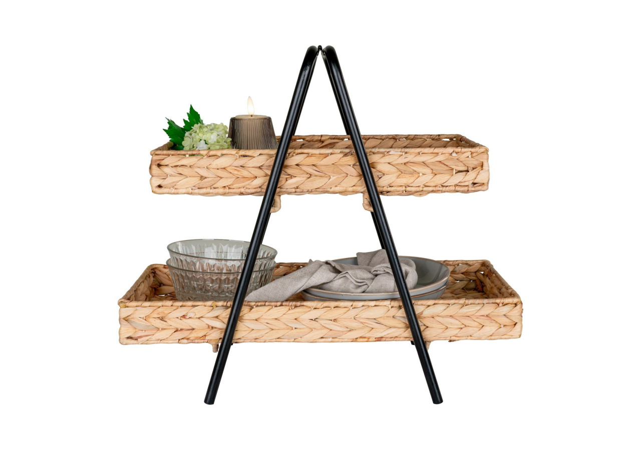 Plateau ALFARO - En jonc d'eau et métal, 42x23x43,5 cm - 4601036 - House Nordic