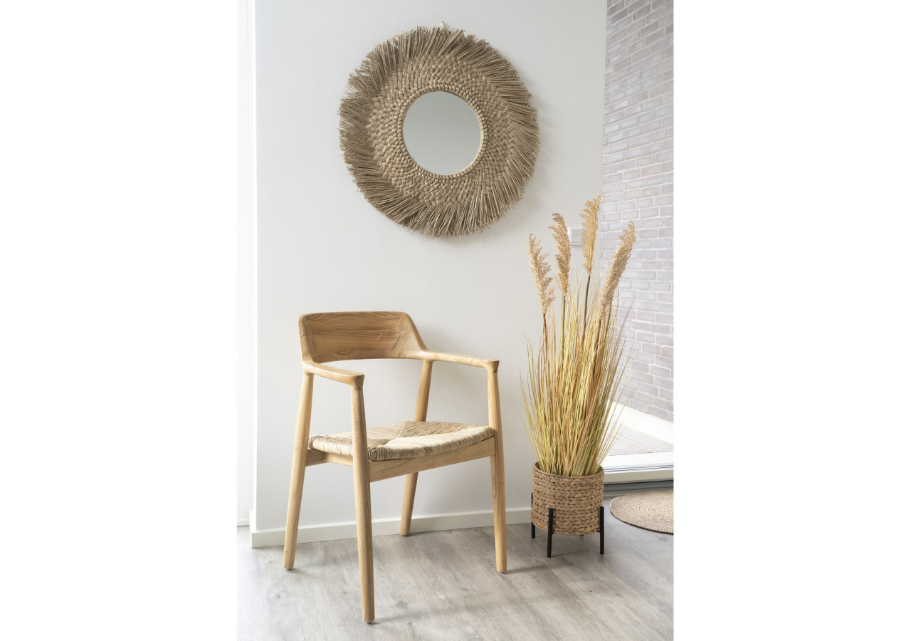 Pot de fleurs ANTAS - Rond en jonc d'eau, nature/noir, 26,5x26,5x28 cm - 9001117 - House Nordic