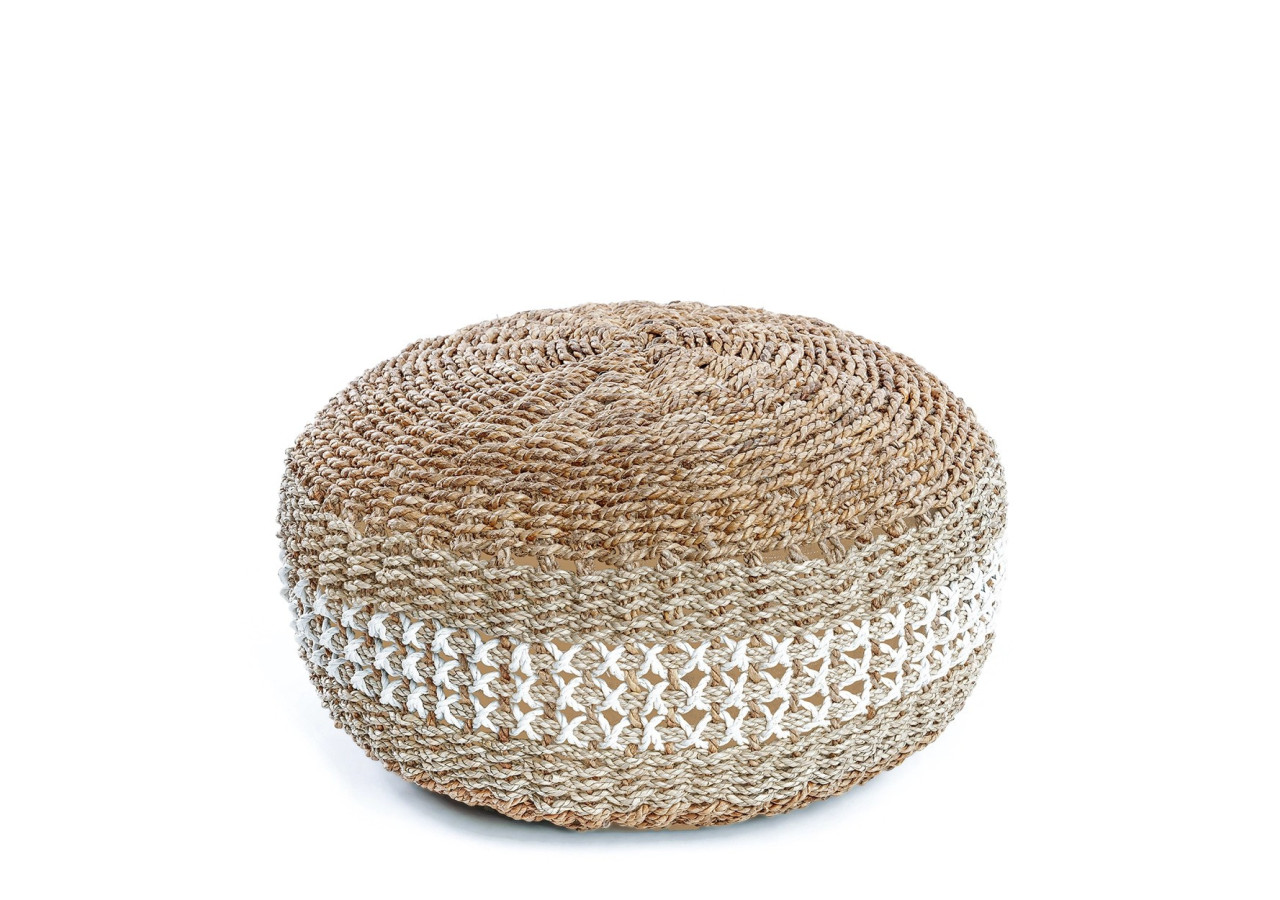 Pouf MACRAME - Finition en Algues - JAAD001NW - Bazar Bizar