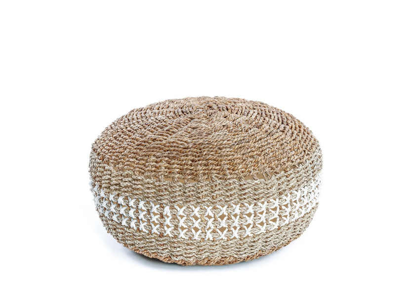 Pouf MACRAME - Finition en Algues - JAAD001NW - Bazar Bizar