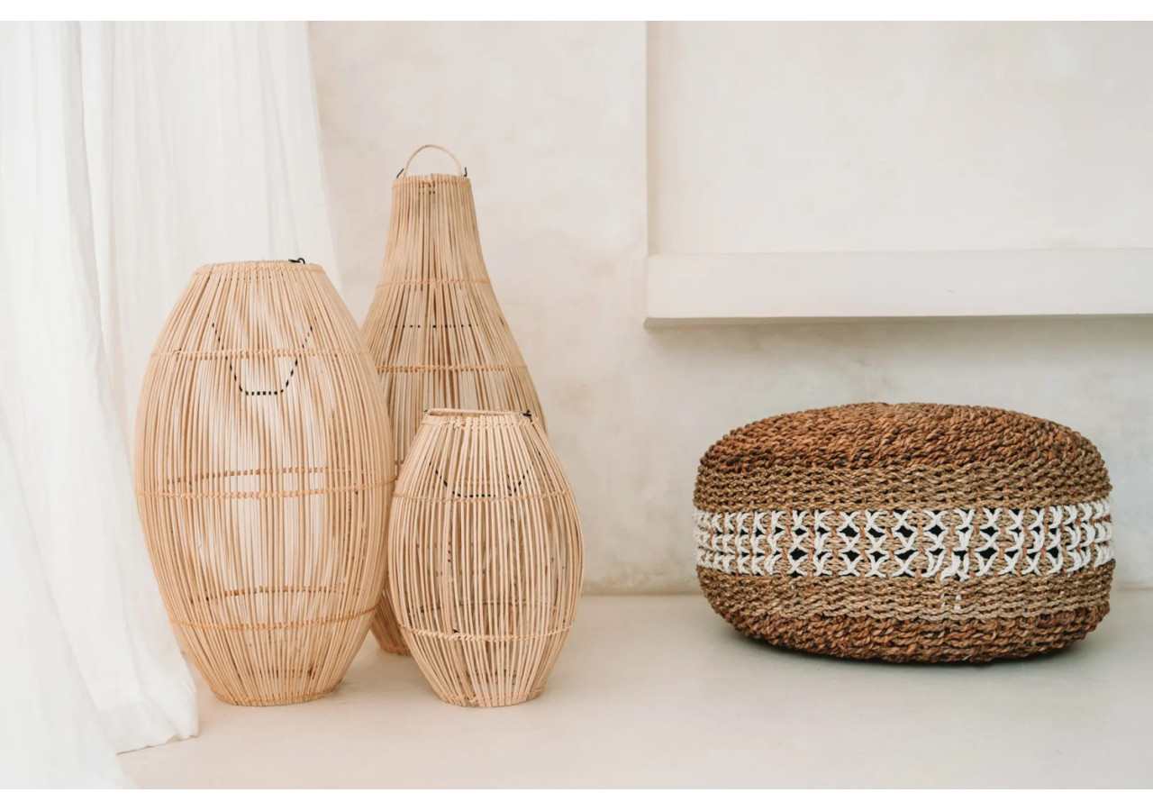 Pouf MACRAME - Finition en Algues - JAAD001NW - Bazar Bizar