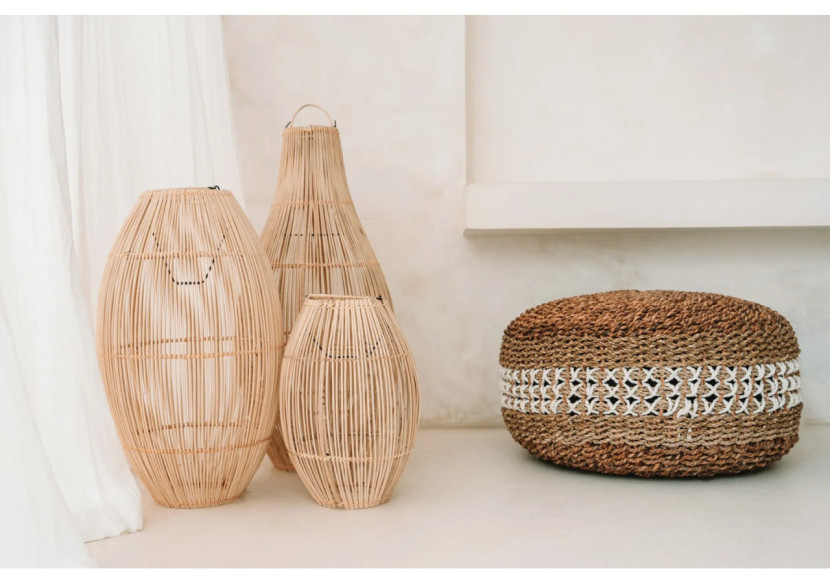 Pouf MACRAME - Finition en Algues - JAAD001NW - Bazar Bizar