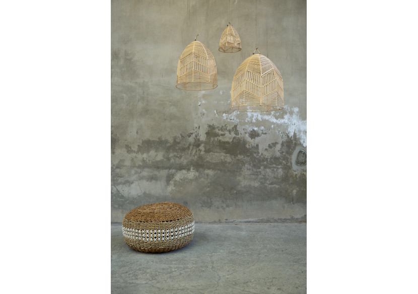 Pouf MACRAME - Finition en Algues - JAAD001NW - Bazar Bizar