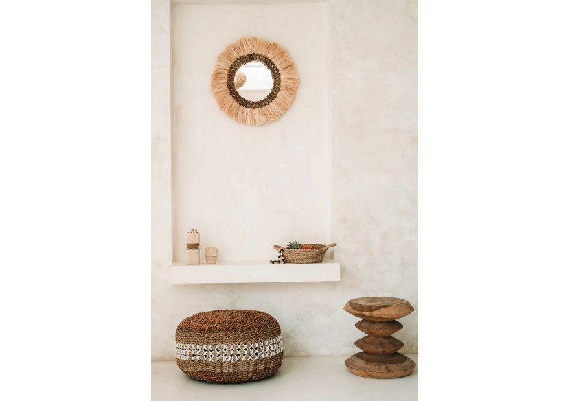 Pouf MACRAME - Finition en Algues - JAAD001NW - Bazar Bizar