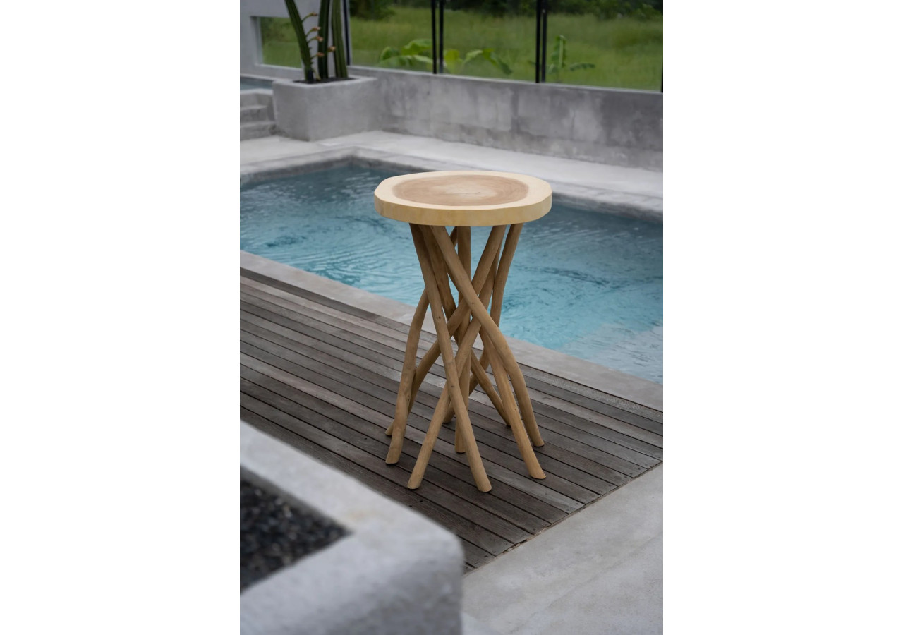 Table de Bar GILI - Bois Teck Entrelacé - JAMA003N - Bazar Bizar