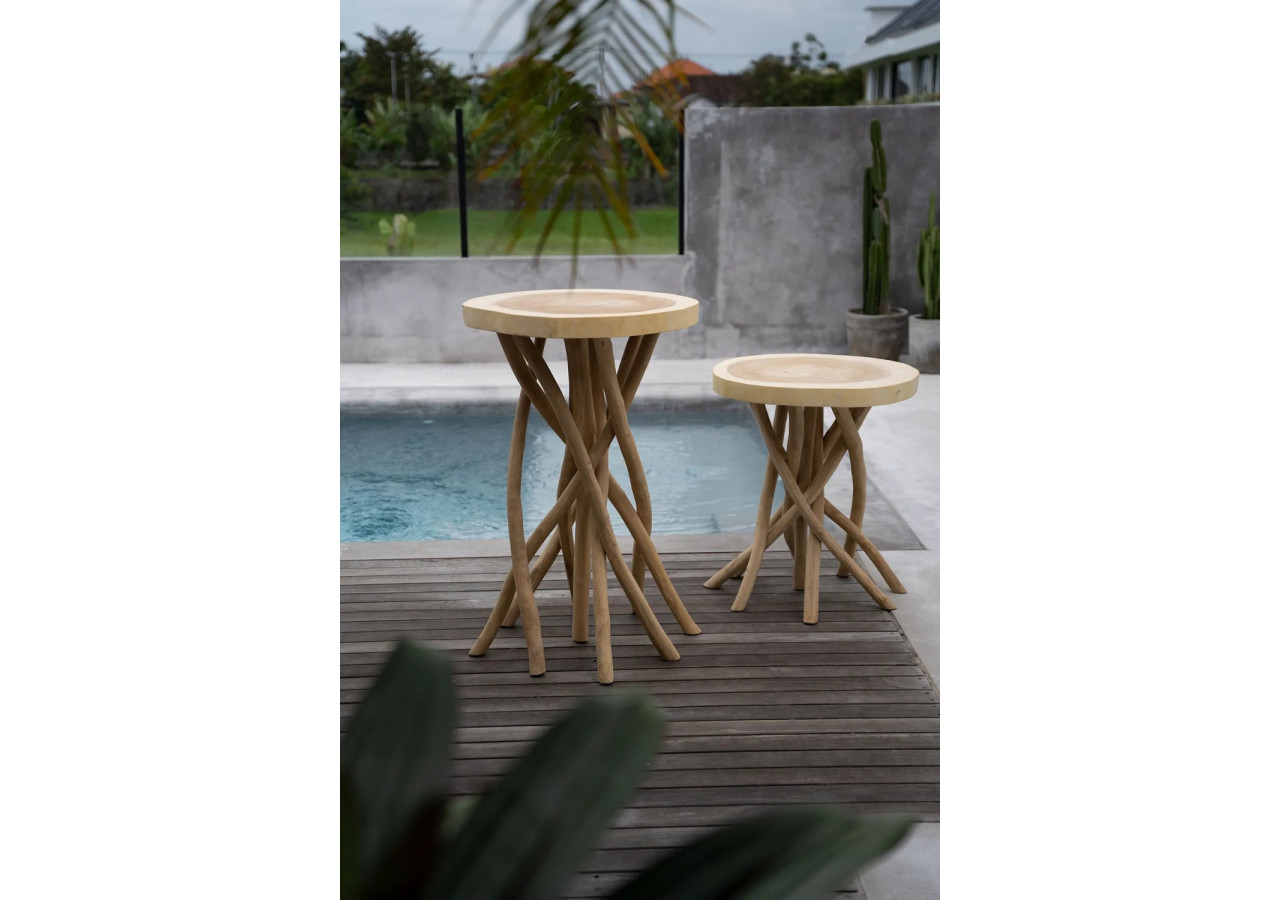 Table d'Appoint GILI - Bois Teck Entrelacé - JAMA002N - Bazar Bizar