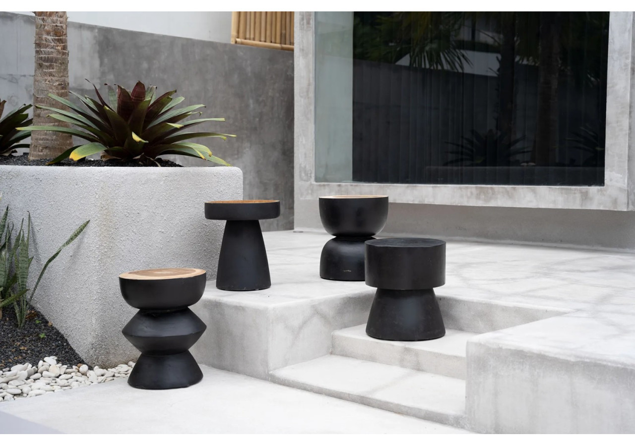 Tabouret WARMI - Bois Suar Noir - JACI019B - Bazar Bizar