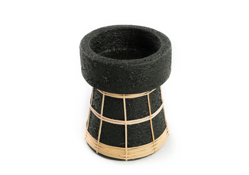 Support de Bougie Serene - Terracotta Noir Naturel - M - JABR088BN-M - Bazar Bizar