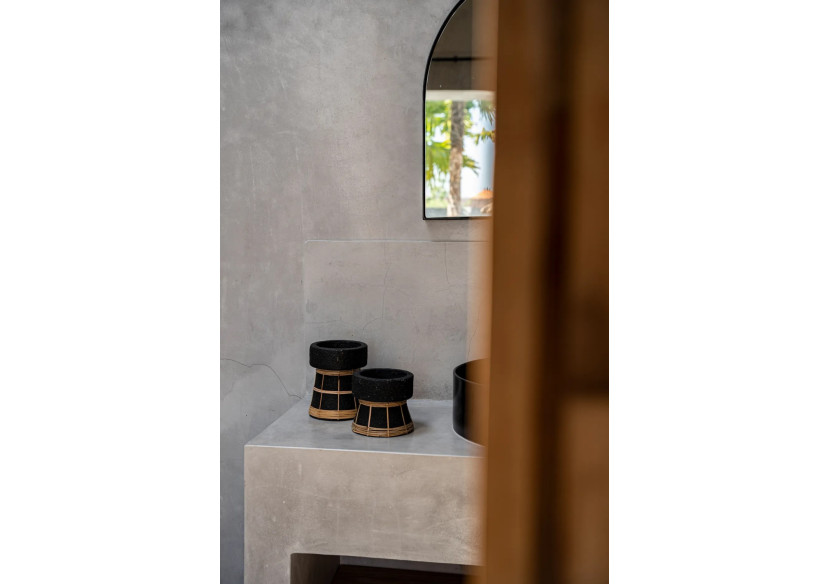 Support de Bougie Serene - Terracotta Noir Naturel - M - JABR088BN-M - Bazar Bizar