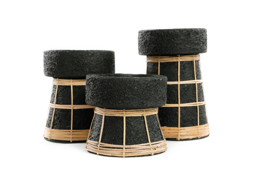 Support de Bougie Serene - Terracotta Noir Naturel - M - JABR088BN-M - Bazar Bizar