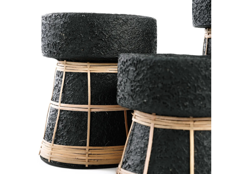 Support de Bougie Serene - Terracotta Noir Naturel - M - JABR088BN-M - Bazar Bizar