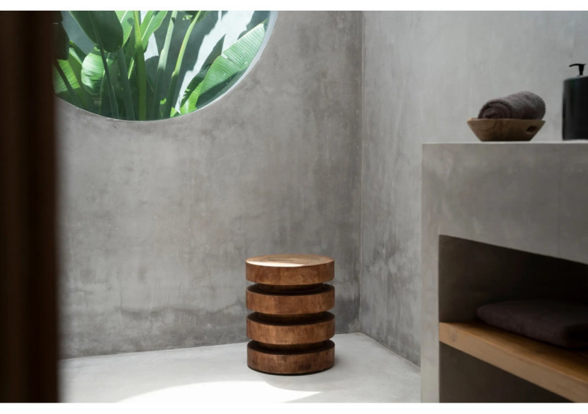 Tabouret Élégant The Massaka - Bois Naturel - JACI006N - Bazar Bizar