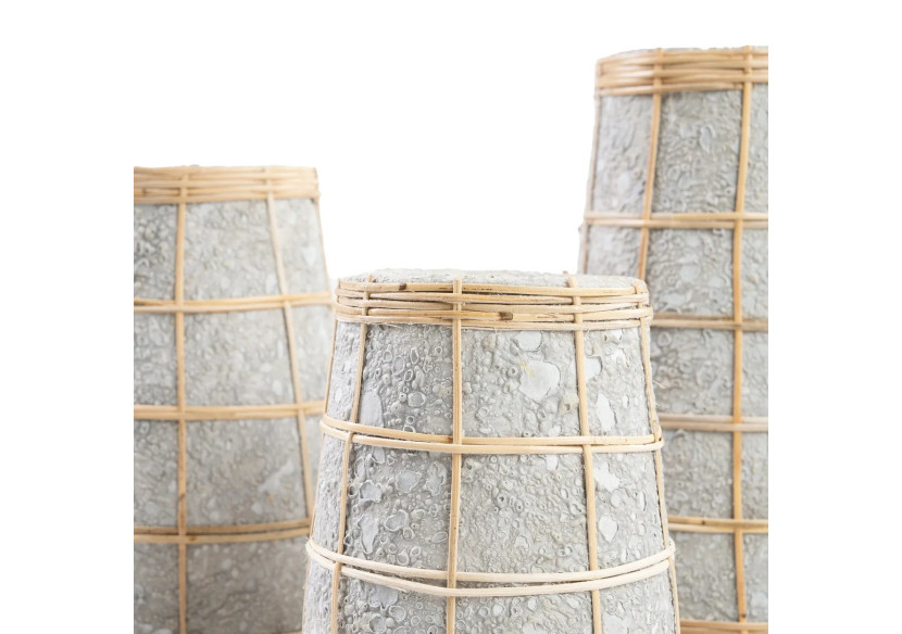 Vase Élégant en Terracotta - Détails en Raphia - Grand - JABR086ConN-L - Bazar Bizar