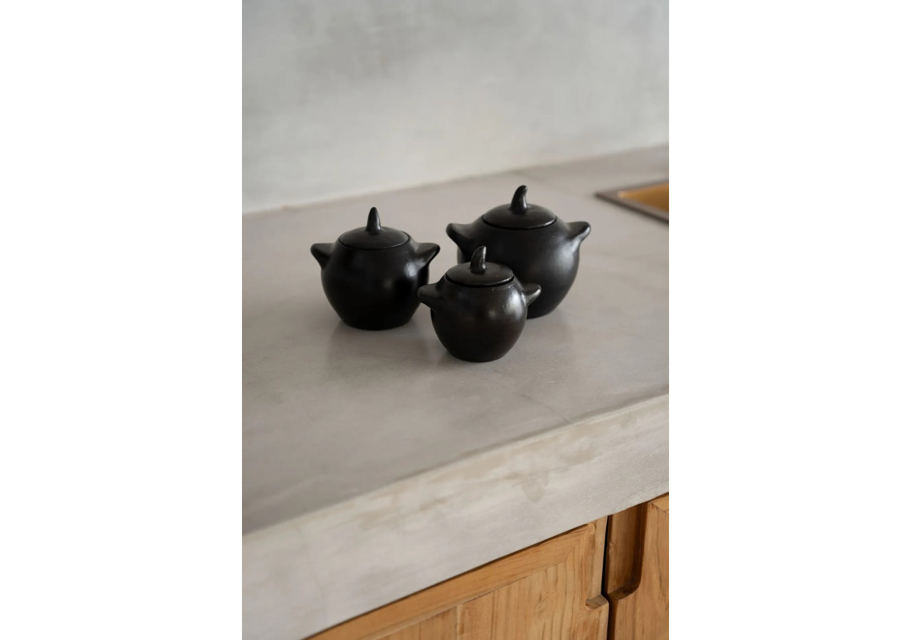 Pot en céramique BRULÉ - Parfait pour le sel, sucre et sauces - JAES038B-L - Bazar Bizar