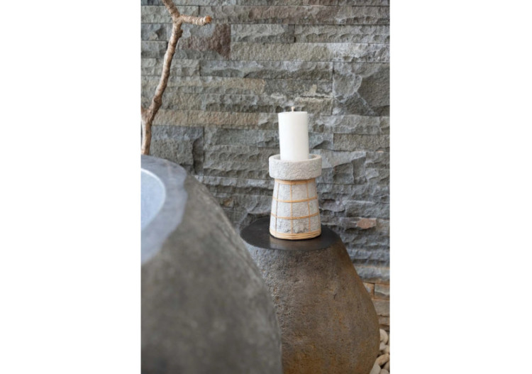 Bougeoir Serene - L - Terracotta Naturel - JABR088ConN-L - Bazar Bizar 2