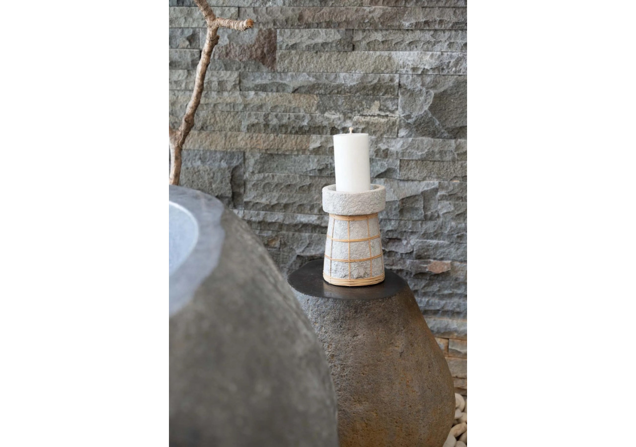 Bougeoir Serene - L - Terracotta Naturel - JABR088ConN-L - Bazar Bizar