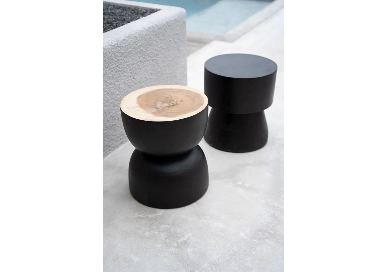 Tabouret Karbun - Noir Naturel - JACI015BN - Bazar Bizar