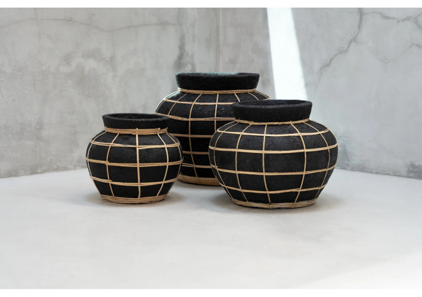 Vase Belly - L - Terracotta Noir - JABR087BN-L - Bazar Bizar Vase Belly - L - Terracotta Noir - JABR087BN-L - Bazar Bizar