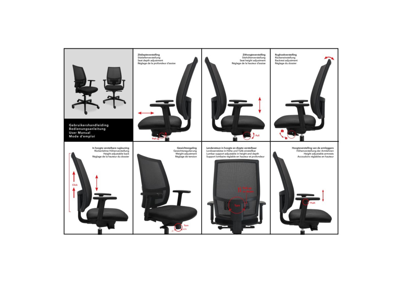 Chaise de Bureau Ergonomique Maas - Mesh - 3000190 - Workliving