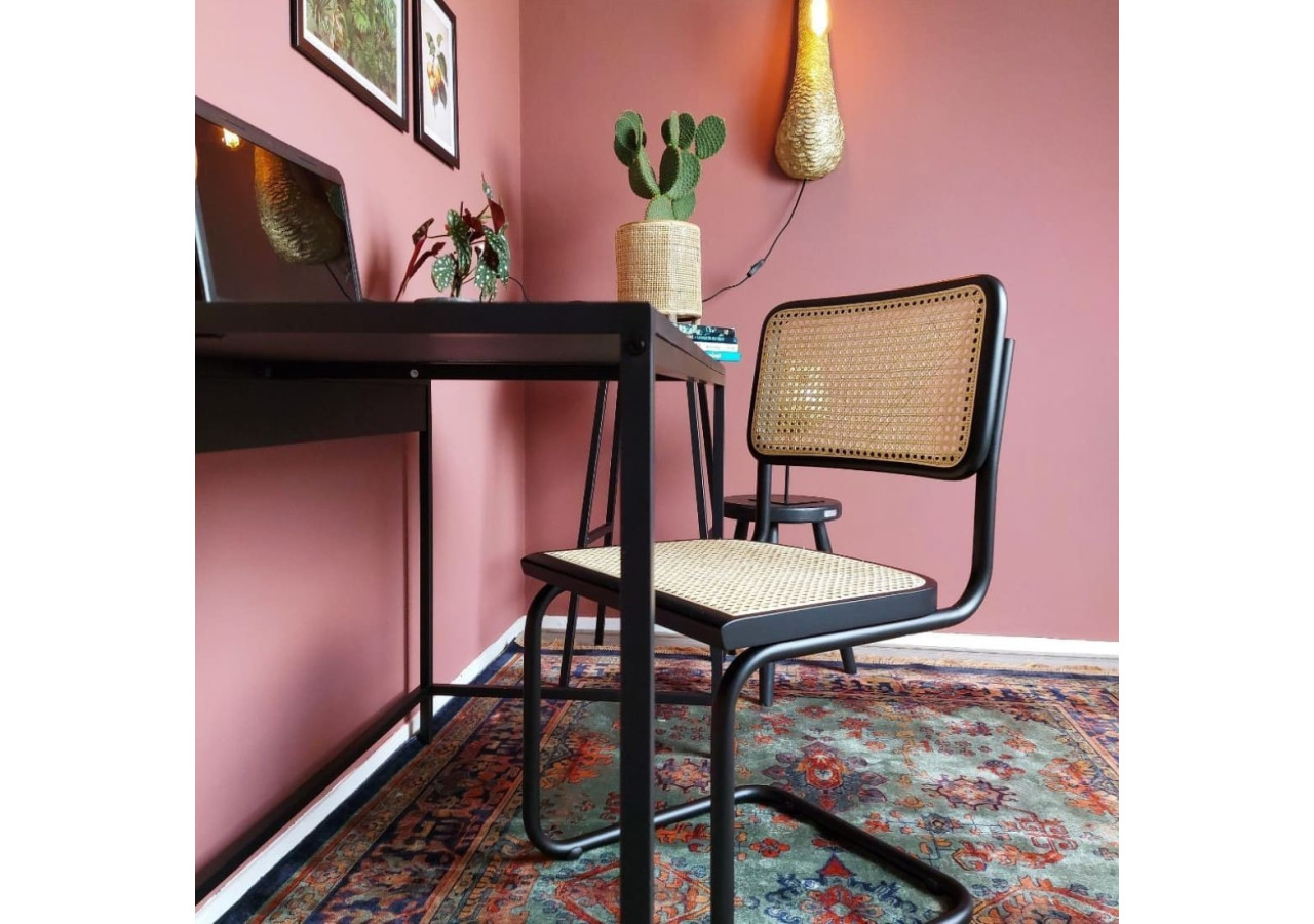 Chaise de Salle à Manger Bas - Design Rotin Noir - 3000040 - Workliving