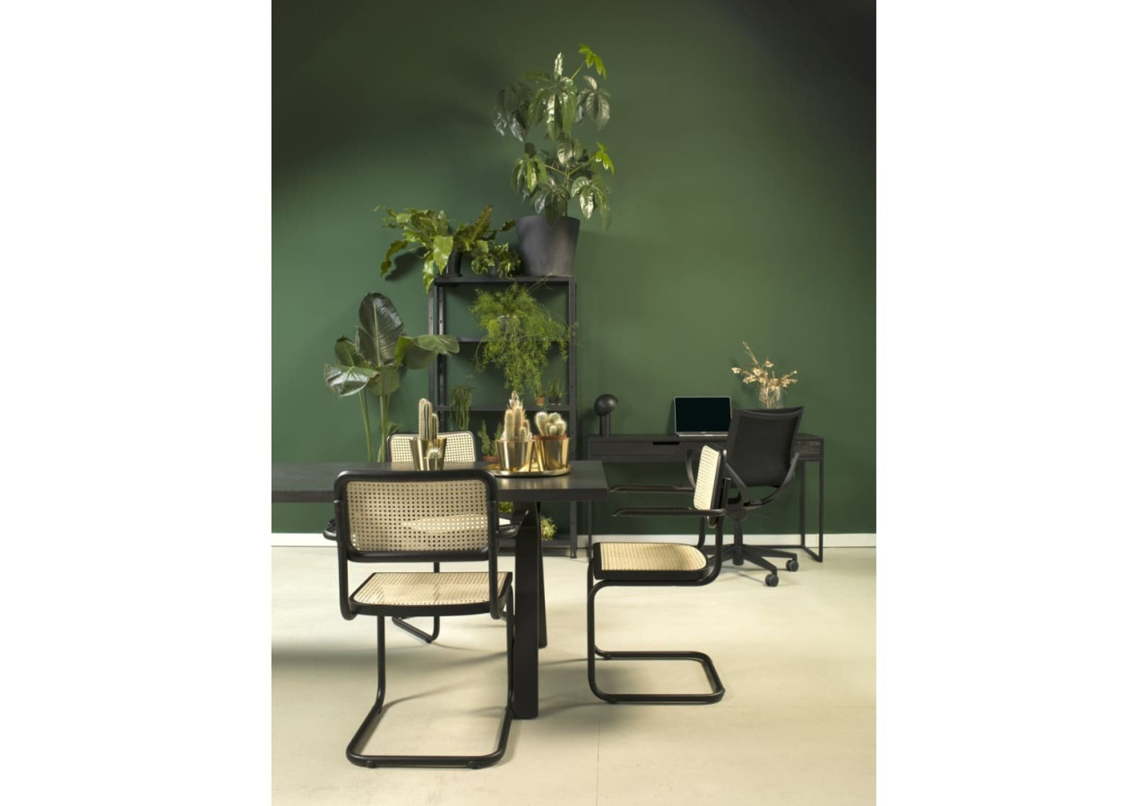 Chaise de Salle à Manger Bas - Design Rotin Noir - 3000040 - Workliving