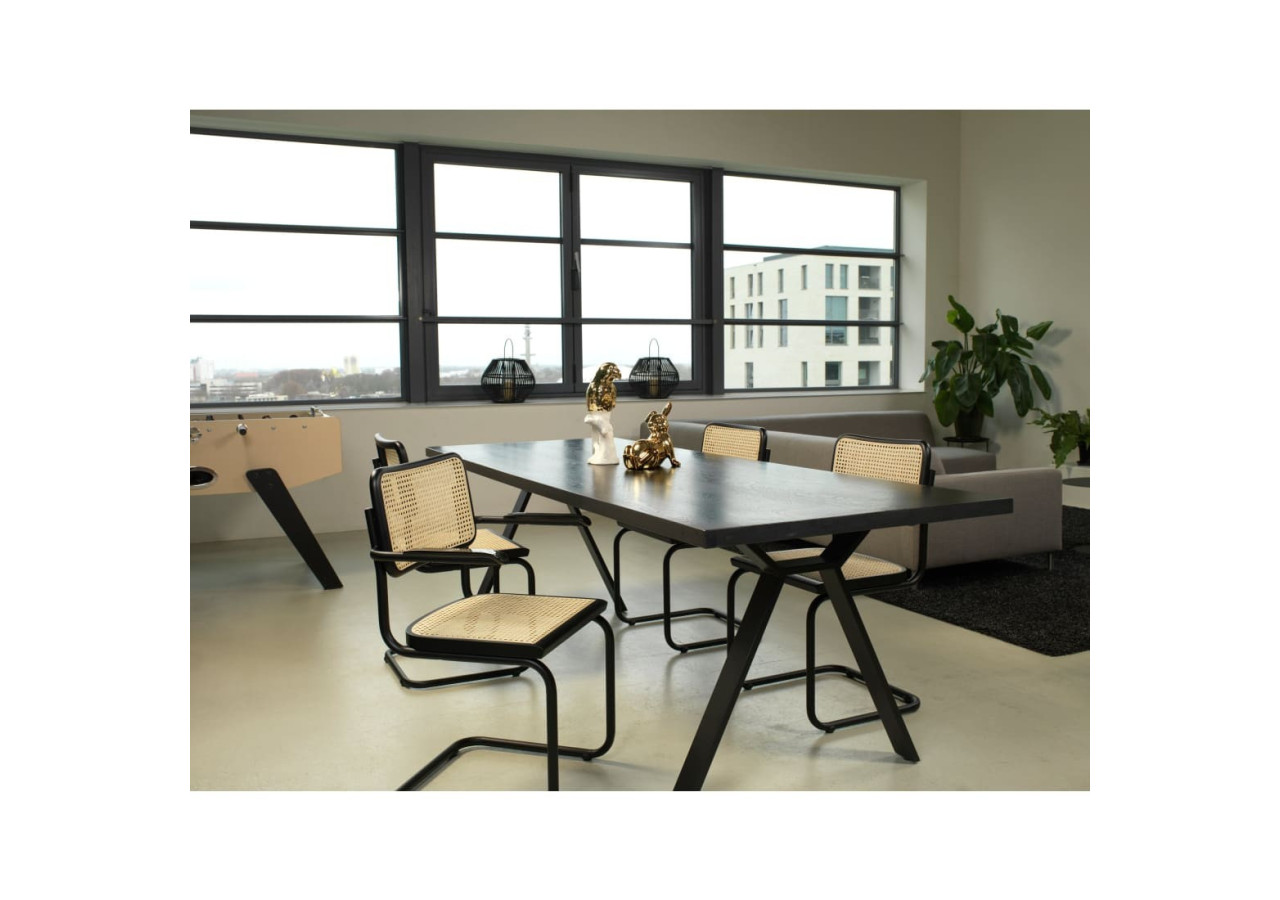 Set de 4 Chaises de Salle à Manger Bas - Design en Rotin Noir - 3000040-SETVAN4 - Workliving