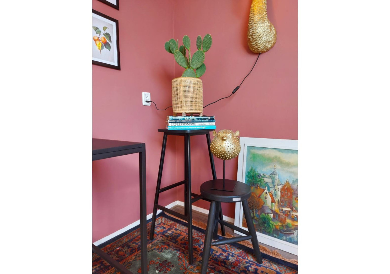 Tabouret de Bar Workliving - Chêne Massif Noir avec Structure Métallique - 3001817 - Workliving