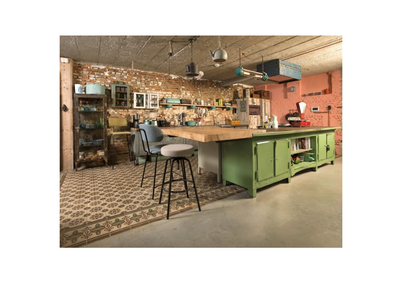 Tabouret de bar Workliving Bo Society - Tissu bouclé Turtle - 3002029C - Workliving