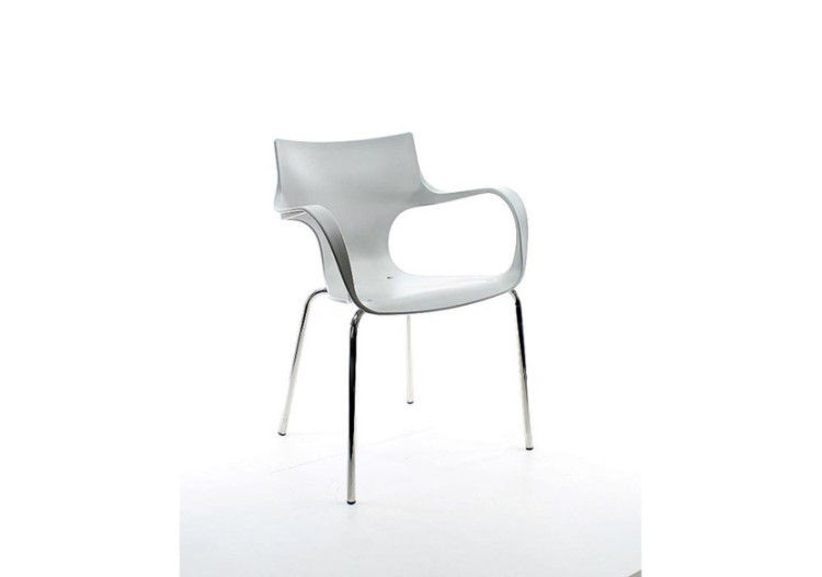 Chaise empilable Workliving Jim - Gris Moyen avec structure en aluminium - 3001143C - Workliving