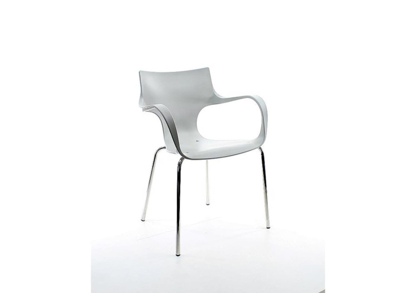 Chaise empilable Workliving Jim - Gris Moyen avec structure en aluminium - 3001143C - Workliving