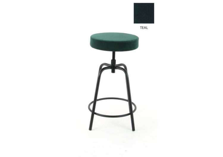 Tabouret de bar Workliving - Design rond en velours teal recyclé - 3002002C - Workliving