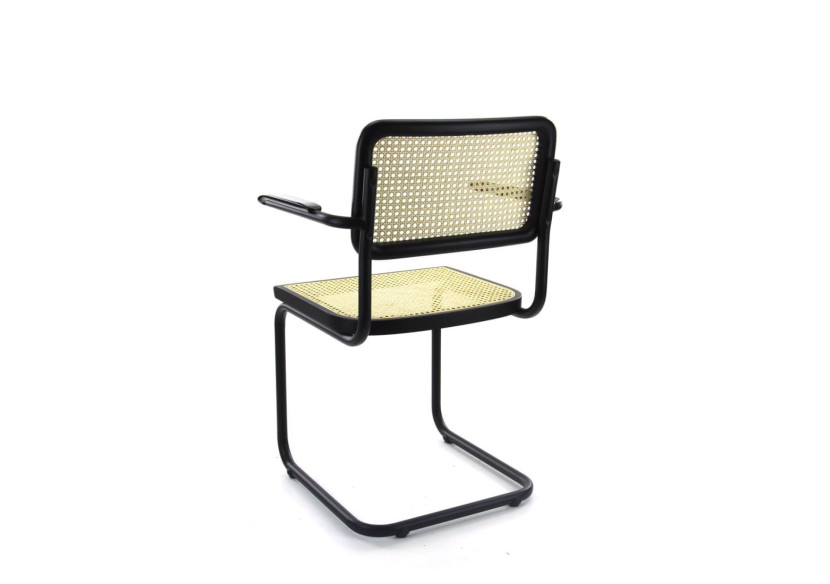 Chaise de Salle à Manger Workliving Bas - Design Rotin Noir avec Accoudoirs - 3000041 - Workliving
