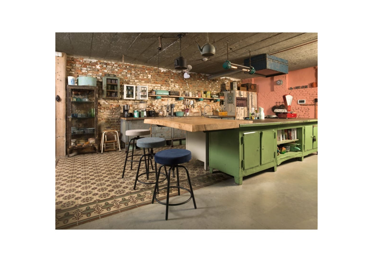 Tabouret de Bar Ronde Workliving - Velvet Earth Army - 3002001 - Workliving