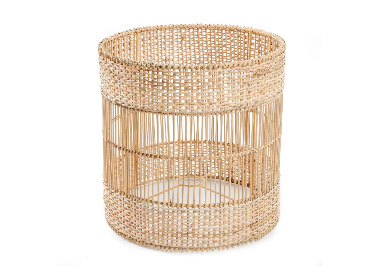 Lampe de Table Kiska - Terracotta blanche et décor raffia - JABR096WN - Bazar Bizar