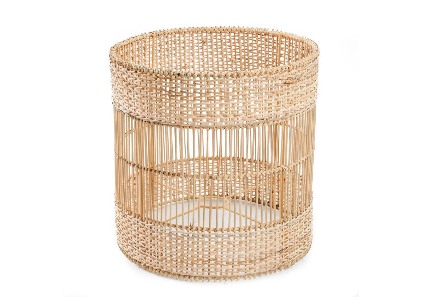 Lampe de Table Kiska - Terracotta blanche et décor raffia - JABR096WN - Bazar Bizar