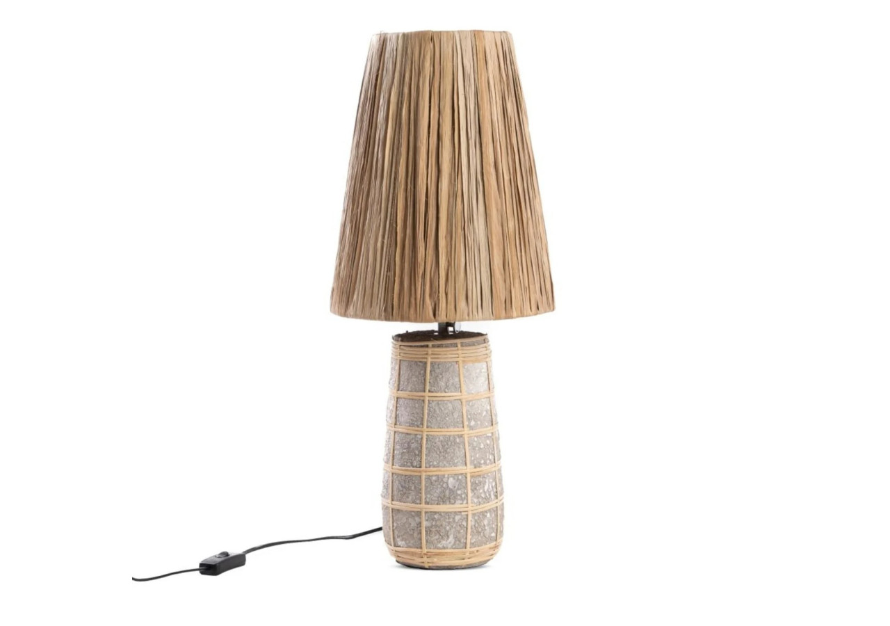 Lampe de Table Naxos - Terracotta et rotin naturel - JABR080ConN - Bazar Bizar