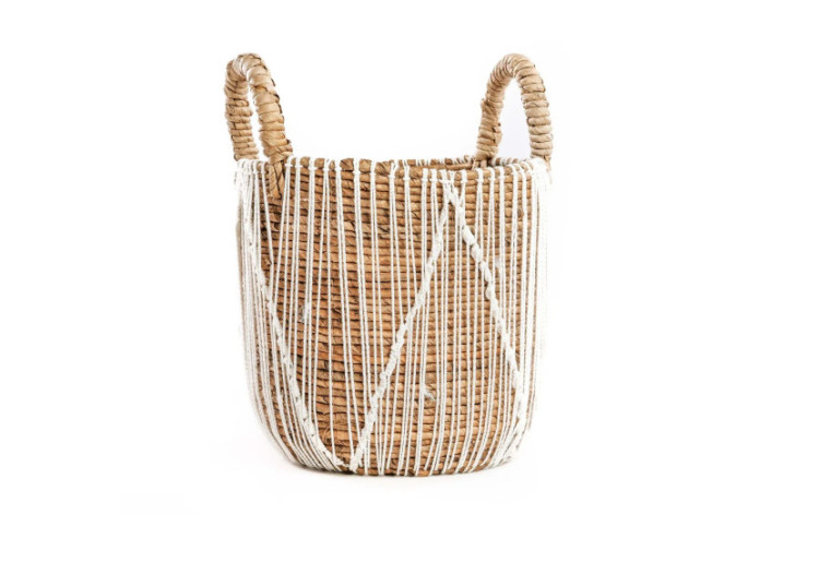 Panier en macramé tissé - Petit modèle décoratif - JAAD002NW-S - Bazar Bizar